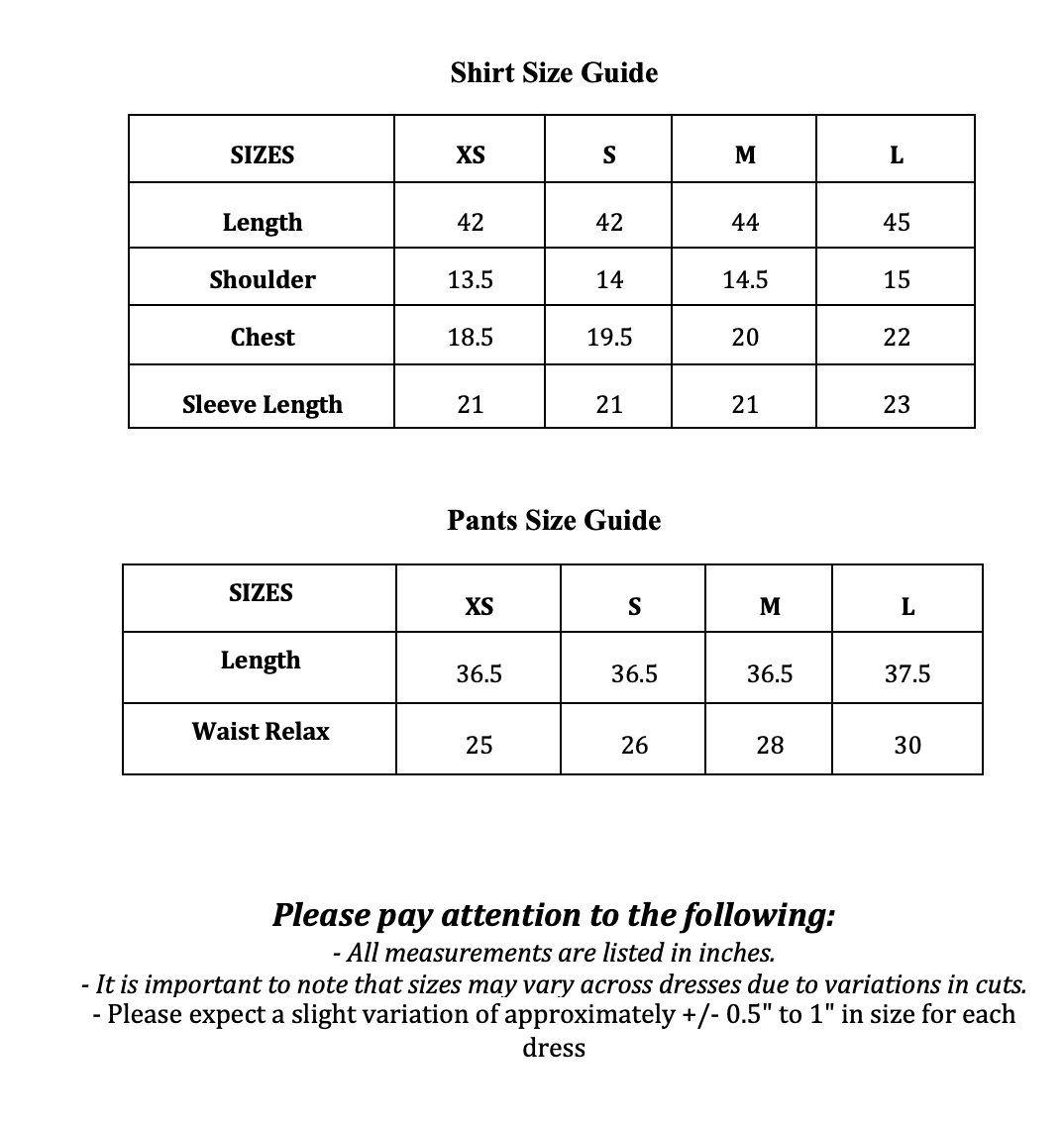Size Guide