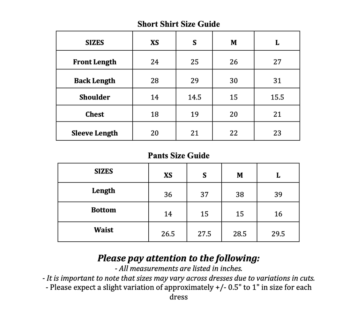 Size Guide