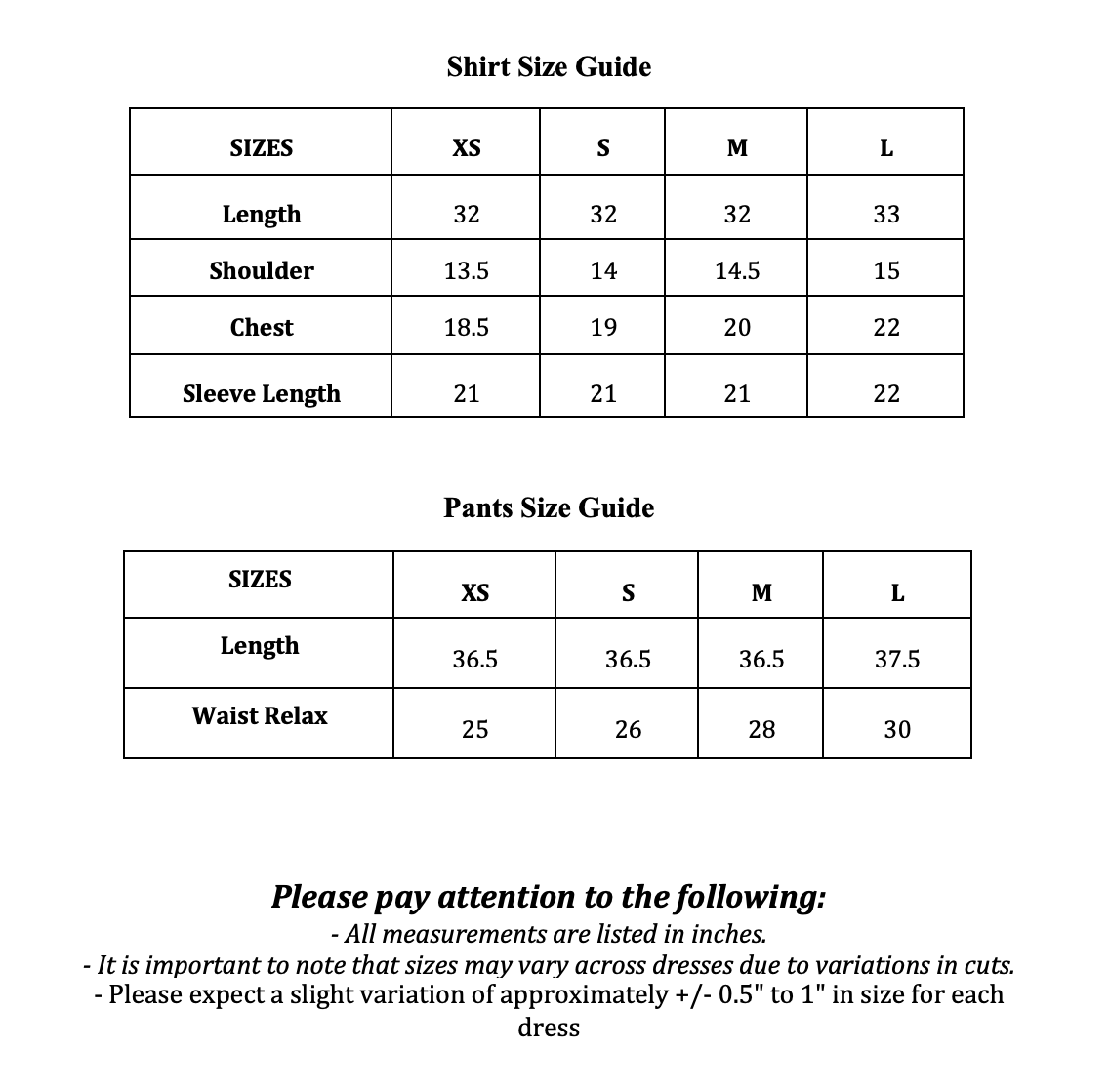 Size Guide