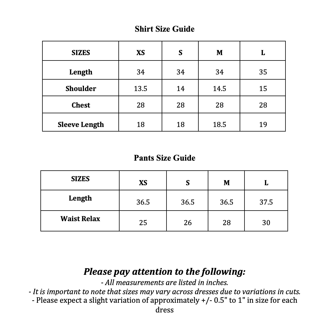 Size Guide
