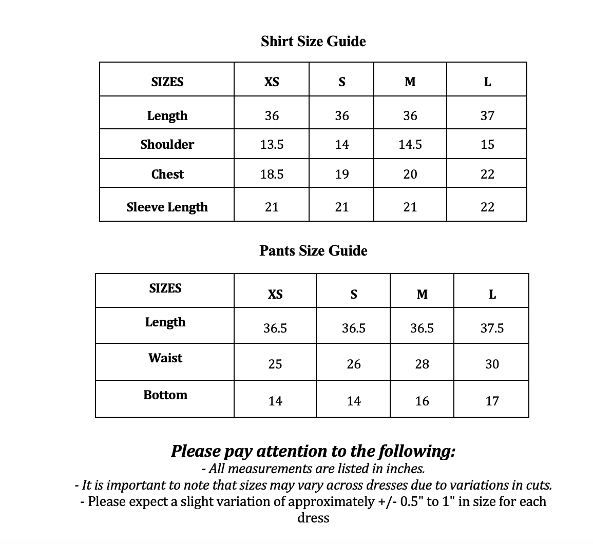 Size Guide