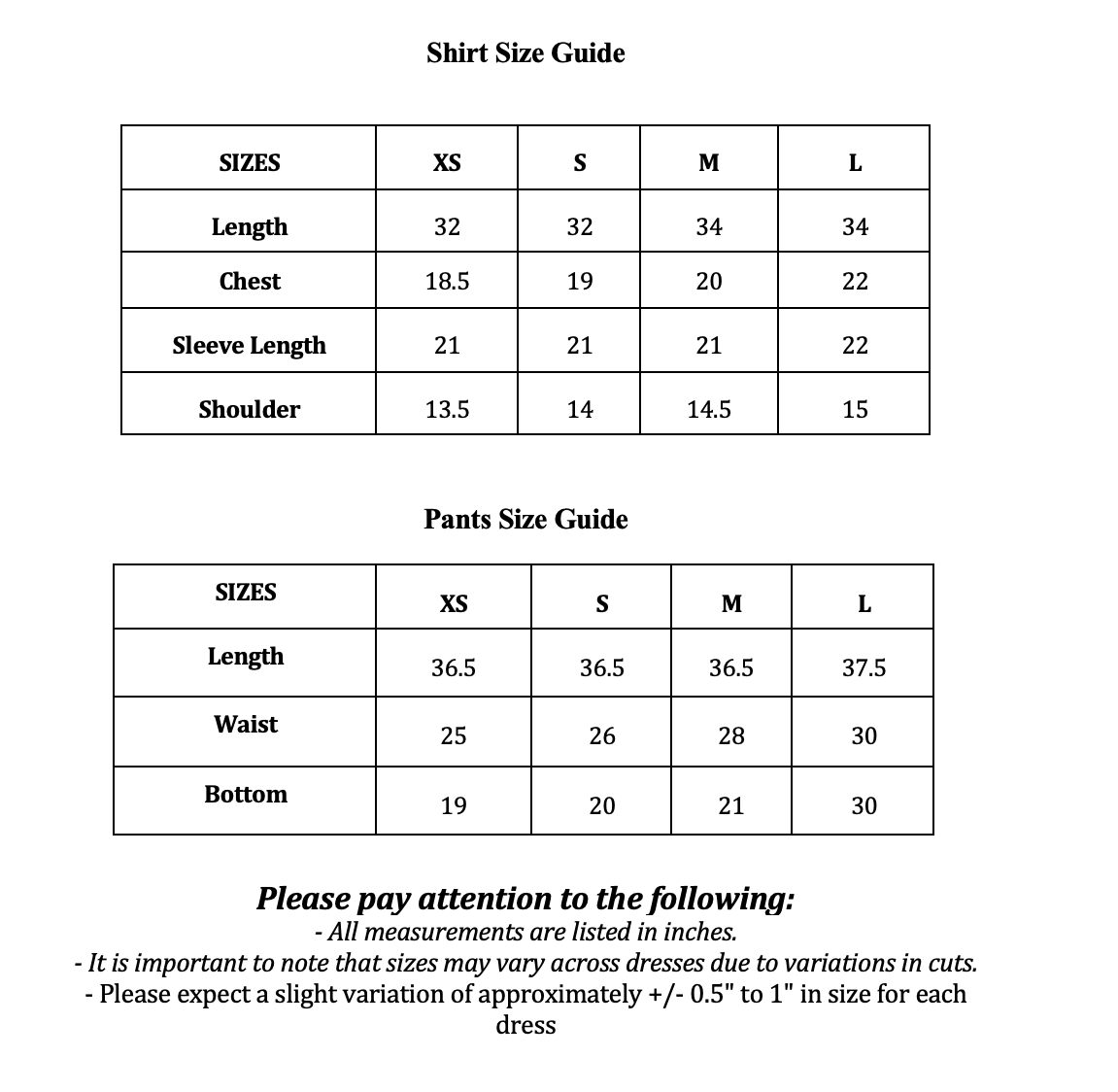 Size Guide