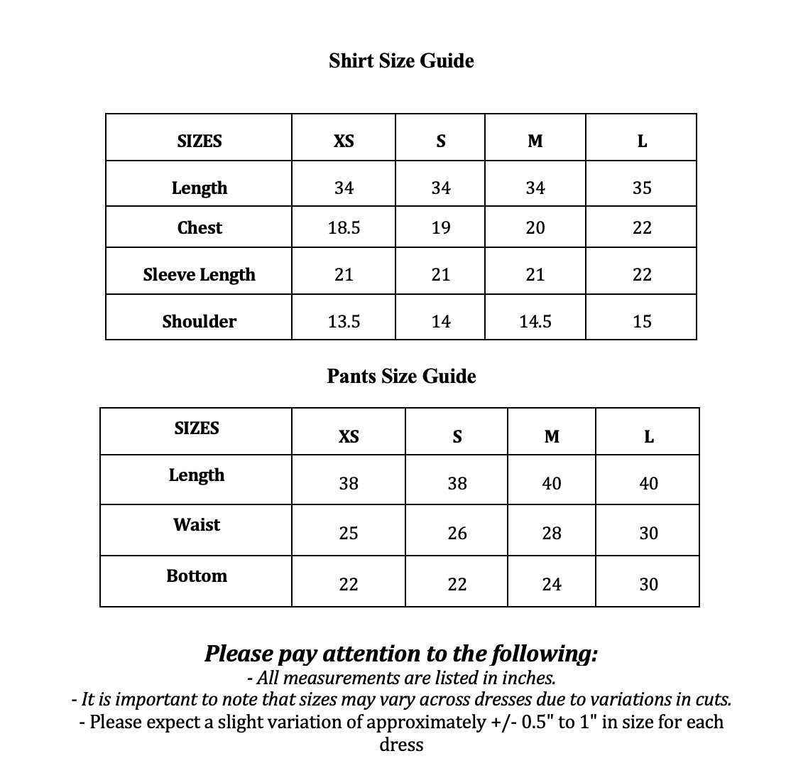 Size Guide