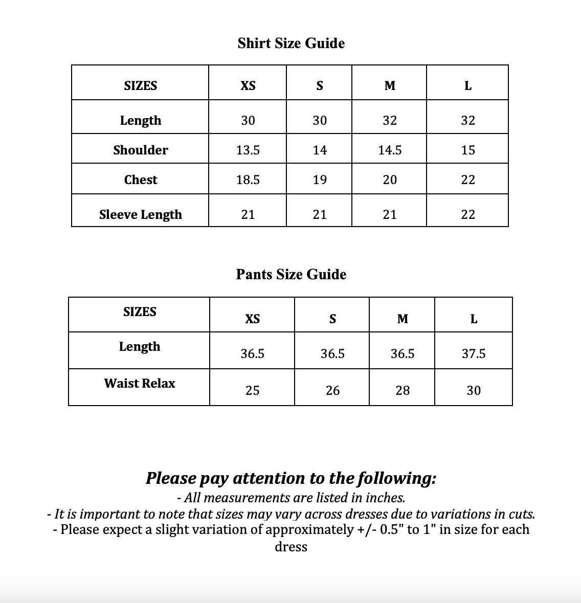 Size Guide