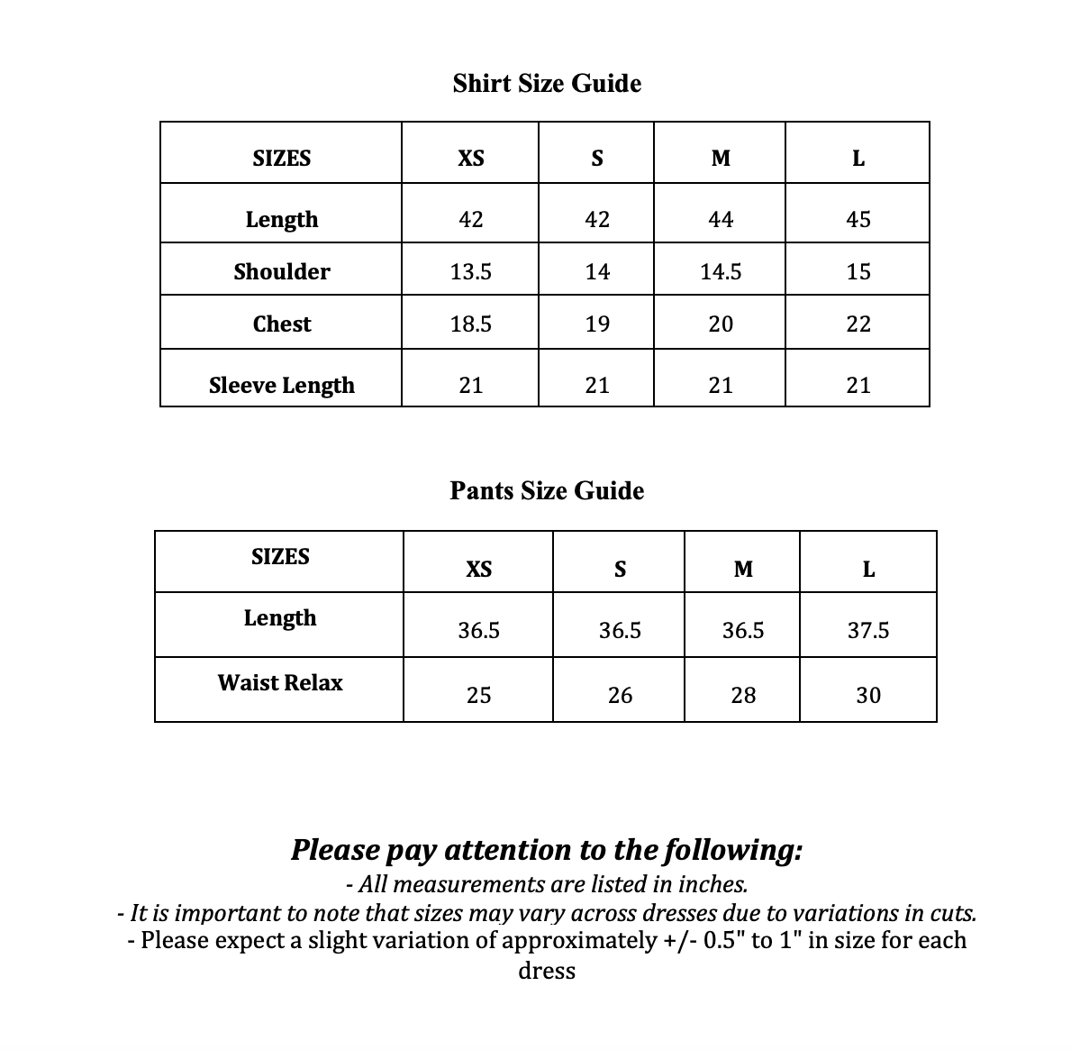 Size Guide