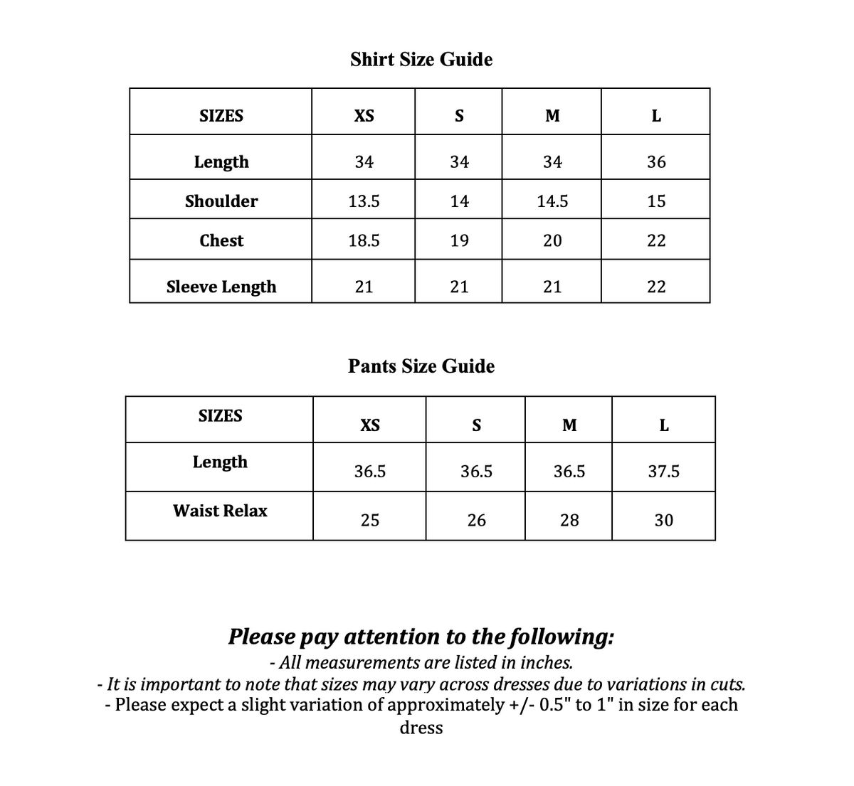 Size Guide